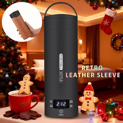 Travel Electric Kettle Mini Portable 304 Stainless Steel 4 Temperature Settings Auto Shut-Off Boil-Dry Protection BPA-Free Water Boiler