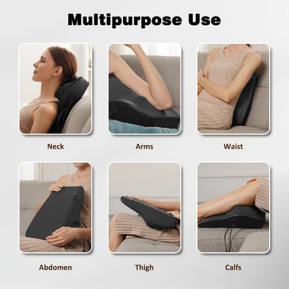 Neck Massager Pillow Heated Acupressure Electric Deep Tissue Kneading for Neck Shoulder Back Leg Relaxation Gift for Mom Dad Women Men