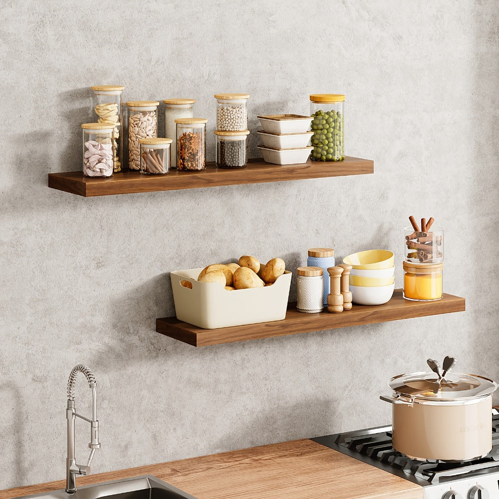 Floating Shelves Wall Mounted Set of 4 – 22 Inch Wall Shelves with Invisible Brackets for Bathroom Living Room Bedroom Kitchen Decor