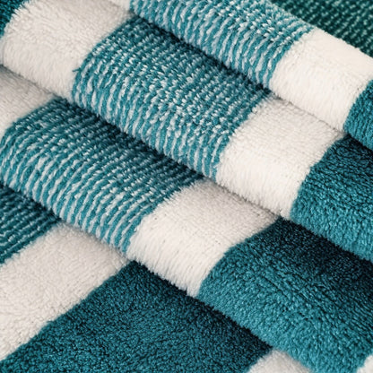 Bath Towels Set 1 or 4 Pack Microfiber Two-Color Striped Towels 27 x 55 Inch in Gray, Red and Green