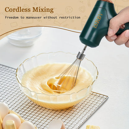 Cordless Electric Hand Mixer Mini USB Rechargeable Whisk Beater 1500RPM for Whipping Cream for Home Cooking, Dining and Outdoor Meals