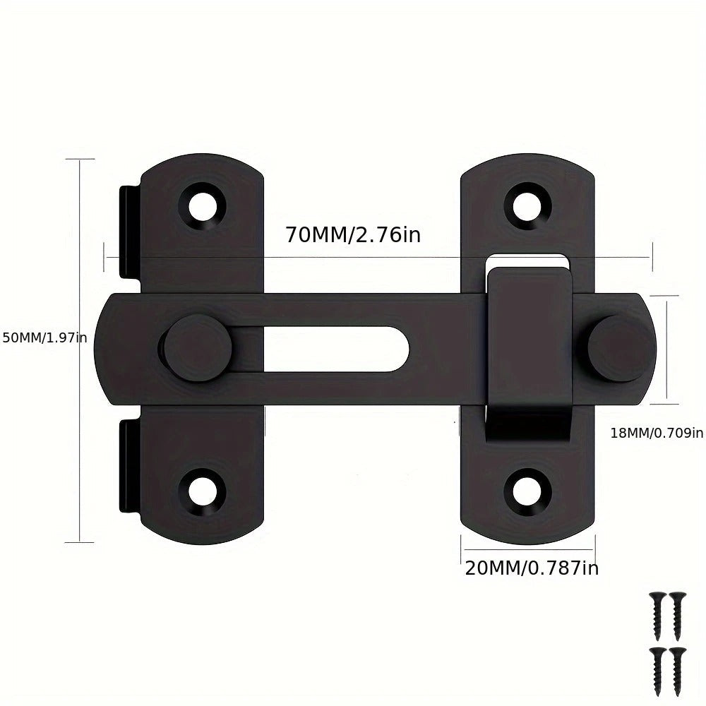 Stainless Steel Door Bolt Lock 180° Flip Latch for Entryways, Bedrooms and Living Spaces, with the Listed Configuration
