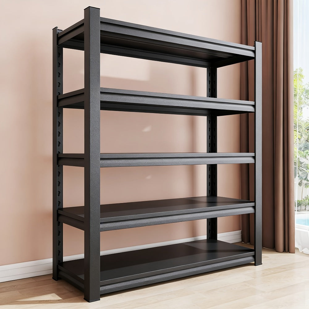 Metal Shelving Unit 5-Tier - Powder-Coated Steel Storage Rack, Adjustable Height, No-Tool Assembly