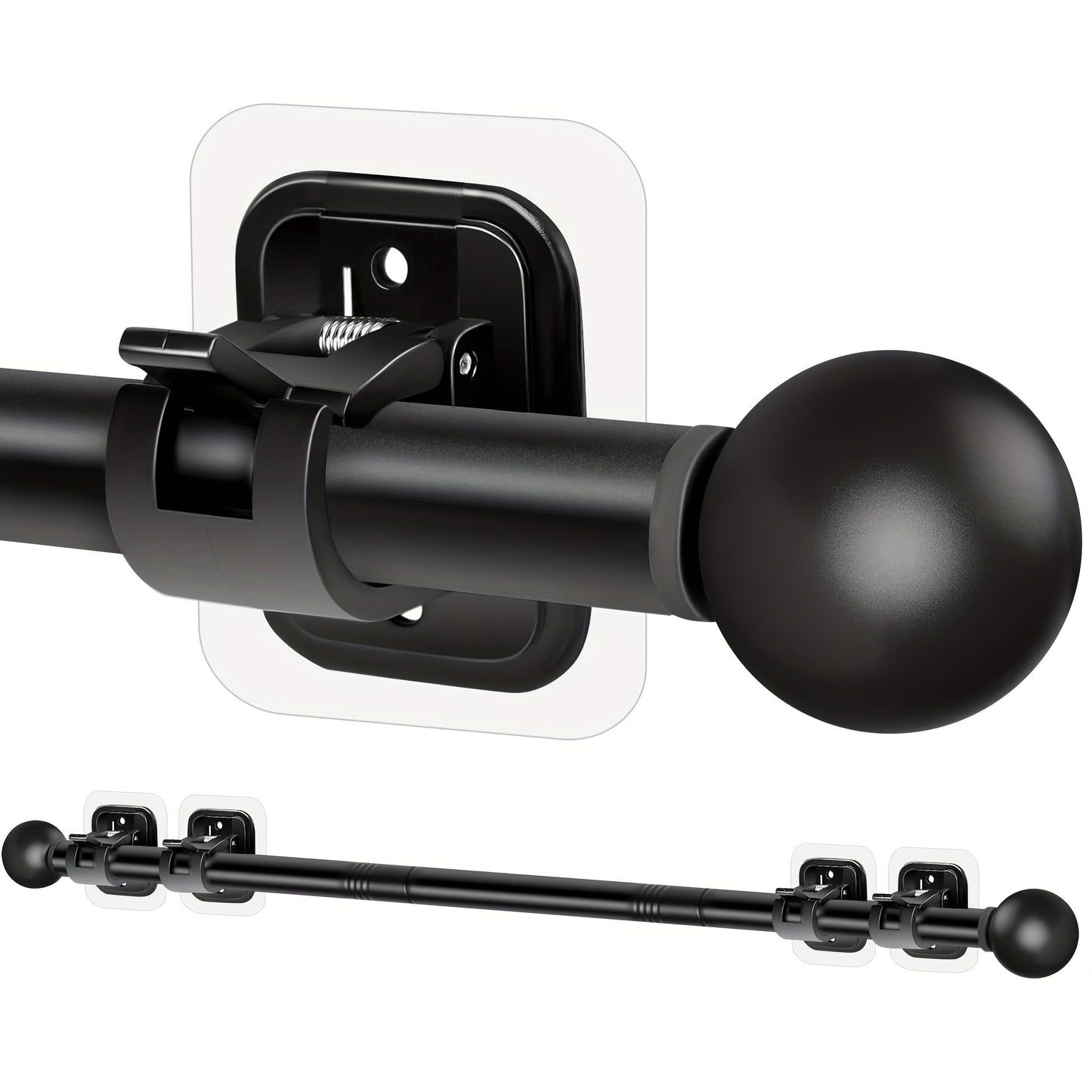No-Drill Curtain Rod Set with Adhesive Brackets Renter Friendly 5/8 Inch Adjustable Window for Entryways, Bedrooms and Living Spaces