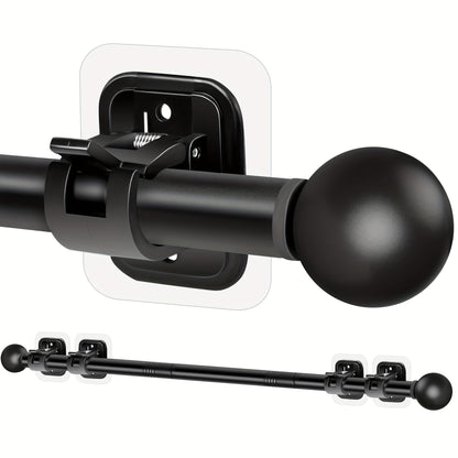 No-Drill Curtain Rod Set with Adhesive Brackets Renter Friendly 5/8 Inch Adjustable Window for Entryways, Bedrooms and Living Spaces