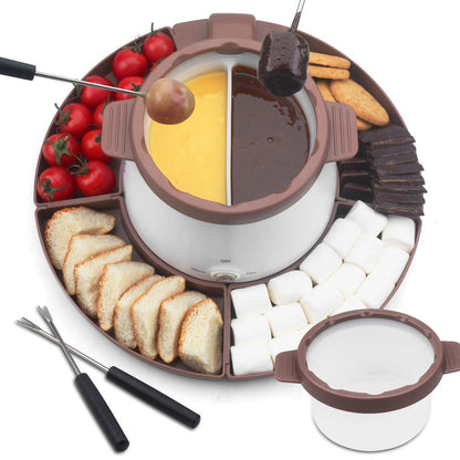 Chocolate Melting Pot Electric Fondue Pot Set with Fondue Forks 2.5 Cup Dual Pots Candy for Entryways, Bedrooms and Living Spaces