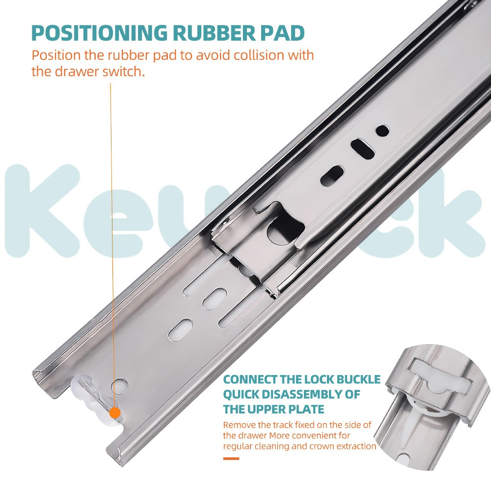 Full Extension Ball Bearing Drawer Slides 2-Pack in 10, 14 or 16-Inch Lengths for Kitchen, Dresser and Office Cabinets