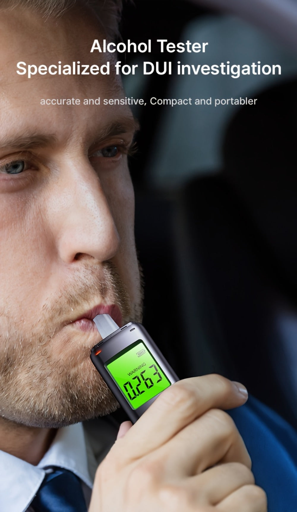 Breathalyzer Alcohol Tester 2-in-1 Rechargeable Dual Mode Blow Activated Digital BAC Tester for Entryways, Bedrooms and Living Spaces