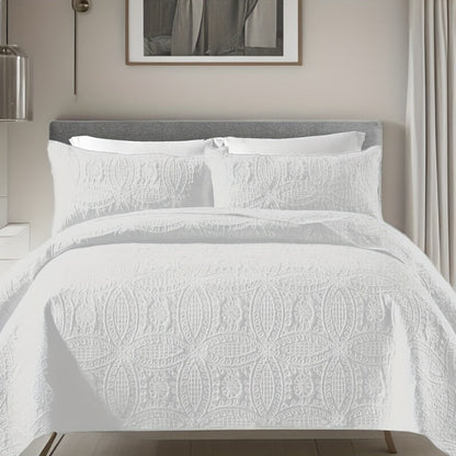 Quilt Set 3 Piece Soft Lightweight Bedding – Thin Bed Quilt with 2 Pillowcases for Bedroom Guest Room, Full Queen King