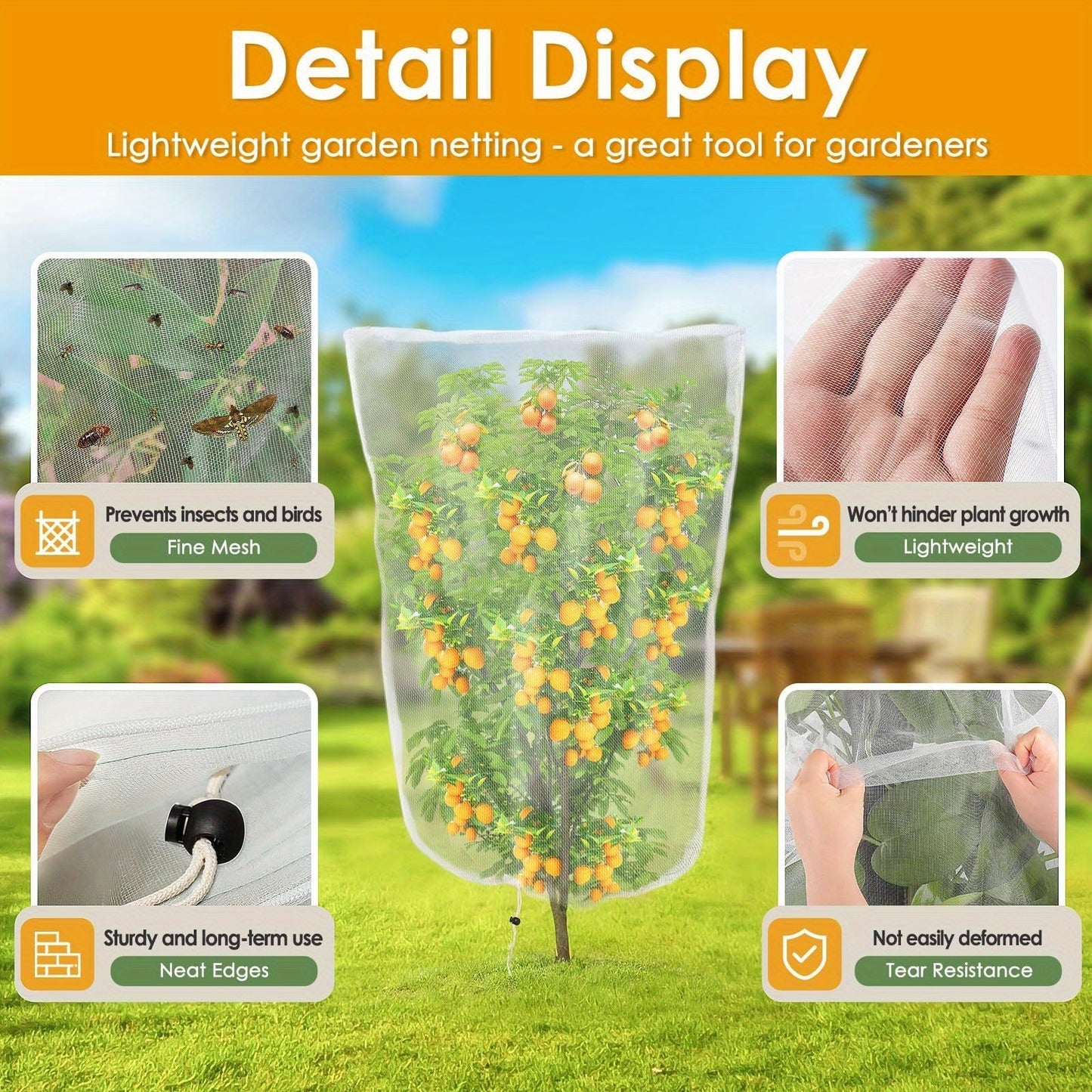 Garden Netting | Plant Protection Bags Drawstring Insect Bird Barrier