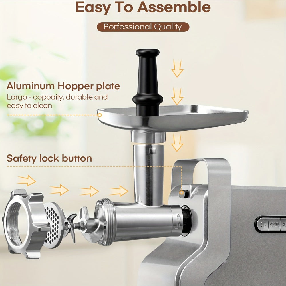 Electric Meat Grinder 5-in-1 with Sausage Stuffer Vegetable Slicer Tomato Juicer Kubbe Kit 3 Grinding Plates 3 Speed Settings per Min