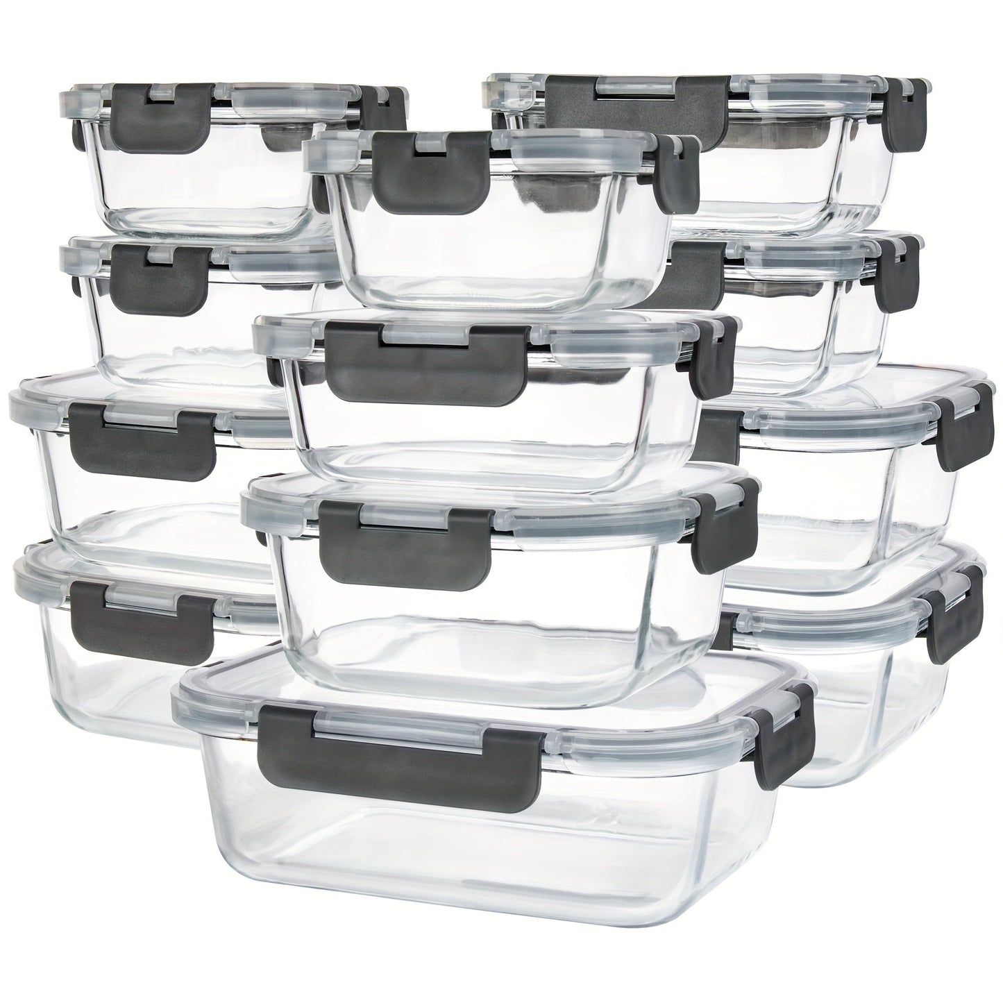 Glass Food Storage Containers with Airtight Lids – Borosilicate Glass Meal Prep Containers Set, Microwave Dishwasher Freezer Safe