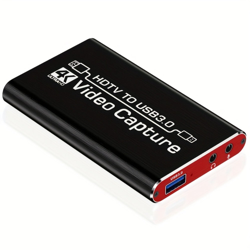 HDMI Capture Card with Microphone & 4K Loop-Out for Streaming, 1080P 60fps USB Video Recorder for Gaming