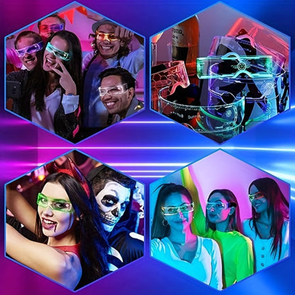 LED Visor Glasses Cyberpunk Futuristic Glow 7 Colors 5 Modes with the Listed Color, Size or Set Options for Everyday Use