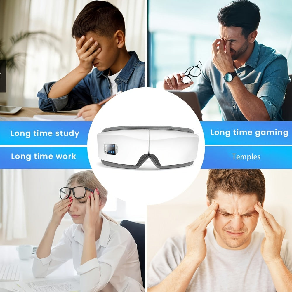 Eye Massager with Heat - 4D Intelligent Portable Eye Mask Massager with Pneumatic Compression, Vibration