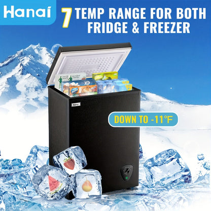 Chest Freezer, Compact Mini Deep Freezer with 7-Level Temperature Control (-11.2°F to 50°F), Low Noise R600a Compressor
