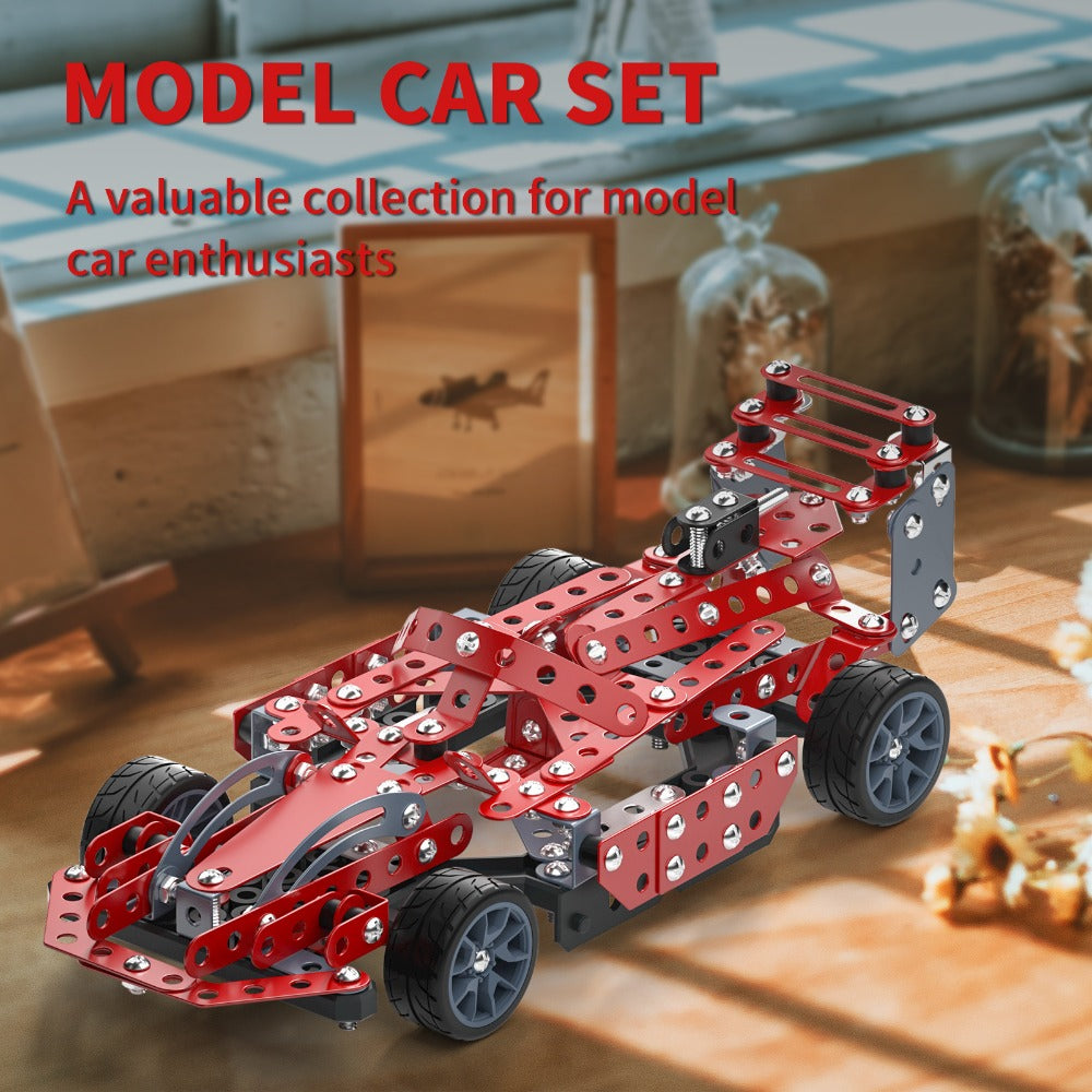STEM Building Kit Model Car 283-287 Pcs Motorized Assembly Vehicle Toy with Tires & Openable Hood