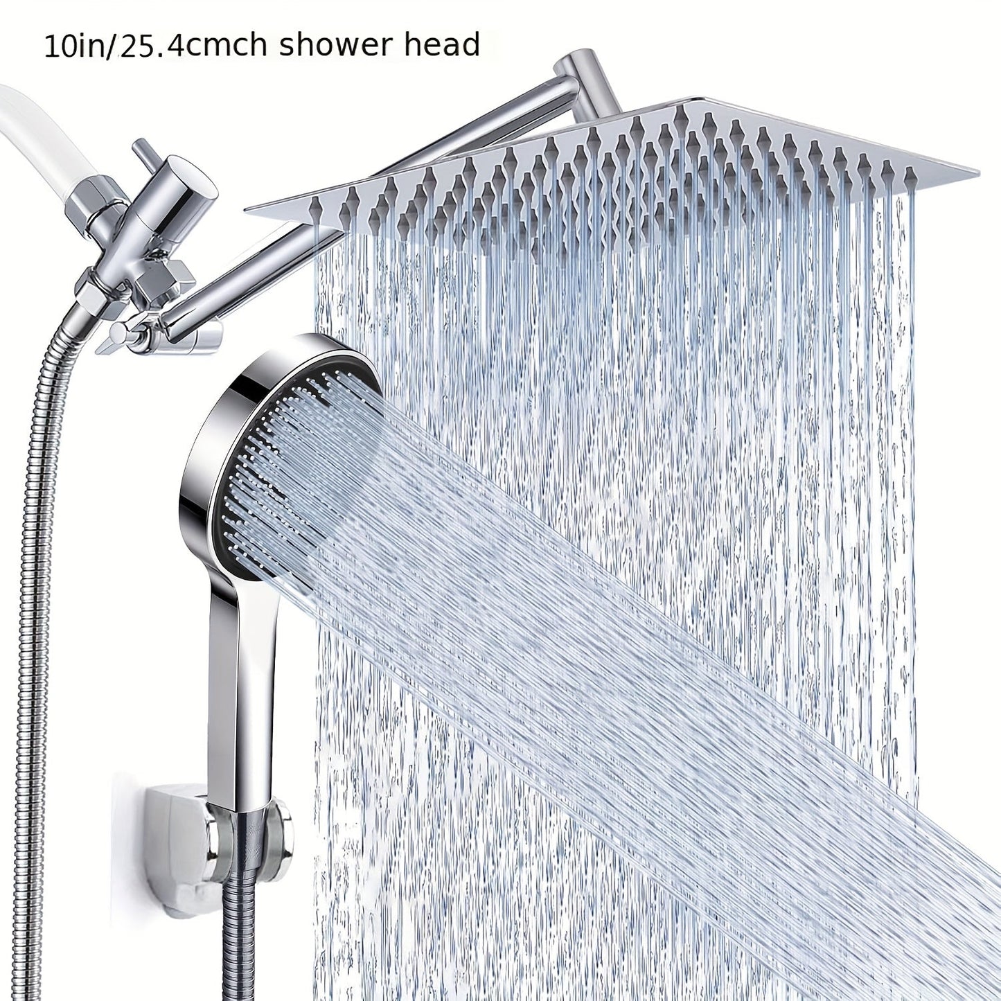 High Pressure Rainfall Handheld Shower Head Combo, 11-Inch Extension Arm, 9 Settings, 180° Adjustable, Anti-Leak with Holder