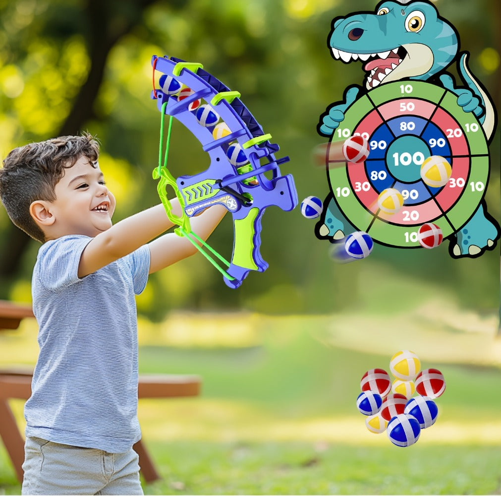 Dinosaur Sticky Target Ball Set with Blue Bow, Multiple Game Modes, Party Favor for Kids, Safe & Durable Fun Toy Gift for Her & Him