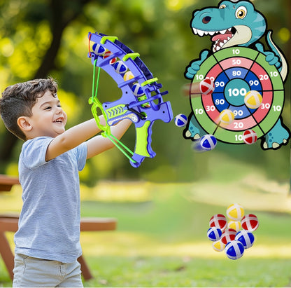 Dinosaur Sticky Target Ball Set with Blue Bow, Multiple Game Modes, Party Favor for Kids, Safe & Durable Fun Toy Gift for Her & Him
