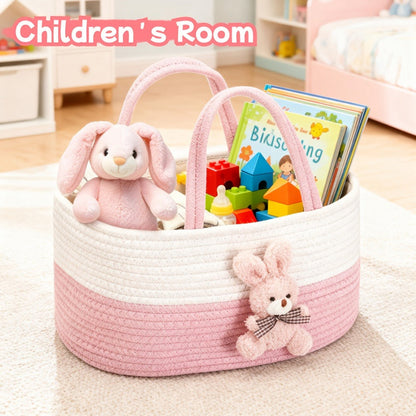 Cute Animal Woven Storage Basket, Decorative Desktop Organizer for Remote Controls, Toys, Stationery & Small Items
