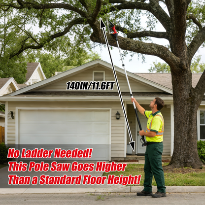 Electric Pole Saw 2-in-1 Cordless with 8" & 6" Chain, 20V 4.0Ah Battery, Adjustable Extendable Tree Pruner for Wood Cutting