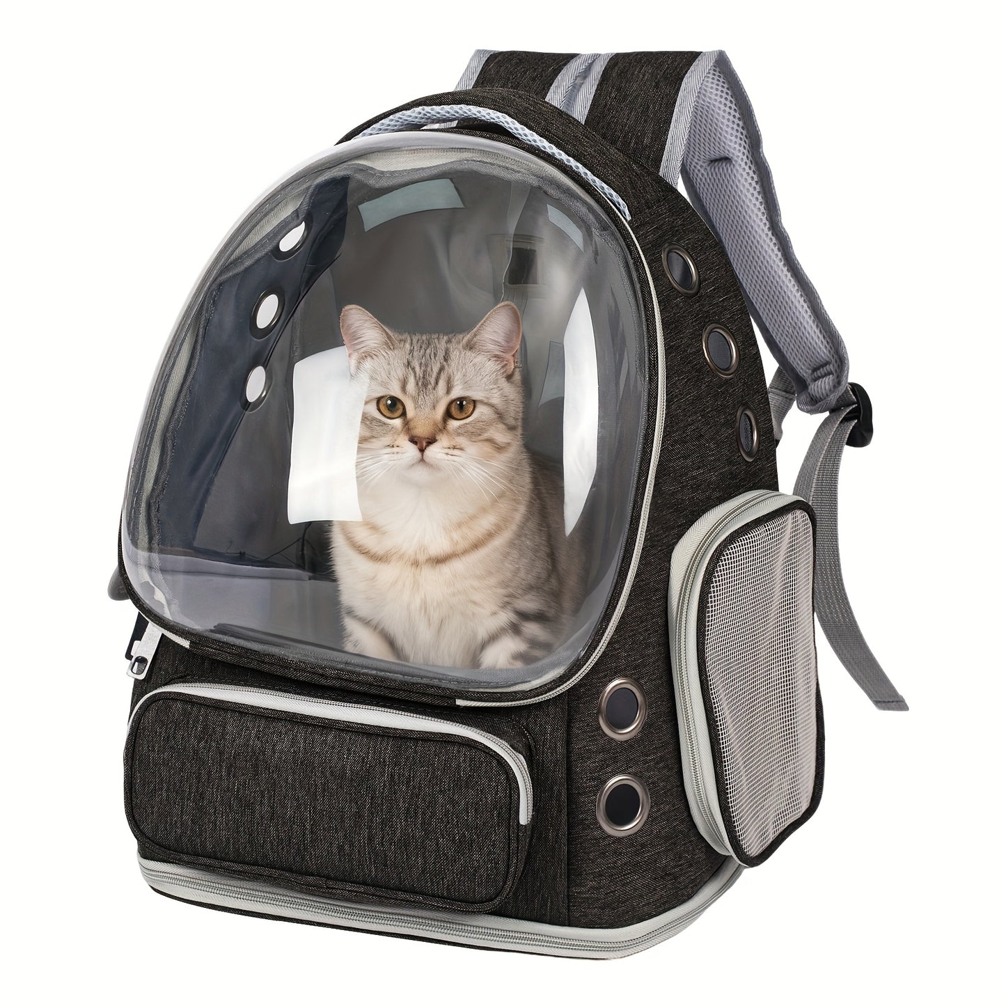 Cat Carrier Backpack Bubble Window Space Capsule Transparent Breathable Travel Bag for Cats & Kittens, Airline Approved Zipper & Pet Door