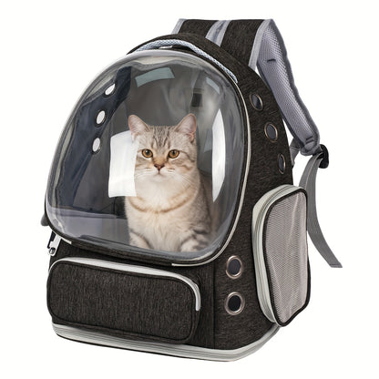 Cat Carrier Backpack Bubble Window Space Capsule Transparent Breathable Travel Bag for Cats & Kittens, Airline Approved Zipper & Pet Door