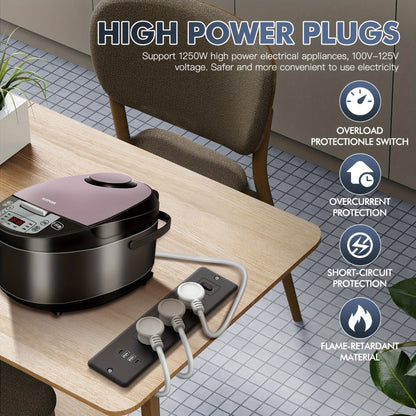 Recessed Power Strip In-Desk Embedded Socket 7-in-1, 3 AC Outlets & 4 USB Ports, Slim Space-Saving Design