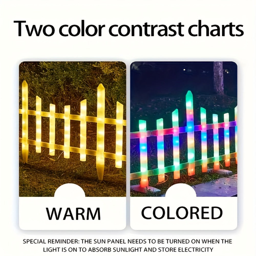 Solar Fence Lights Outdoor 8-Pack with Remote Control – LED White Picket Fence Border Lights Solar Powered