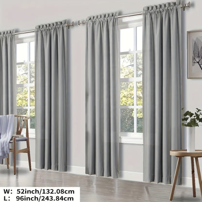 Blackout Curtains 4 Panels Thermal Insulated Room Darkening Drapes, Rod Pocket, Energy Saving, Solid Color for Bedroom & Living Room
