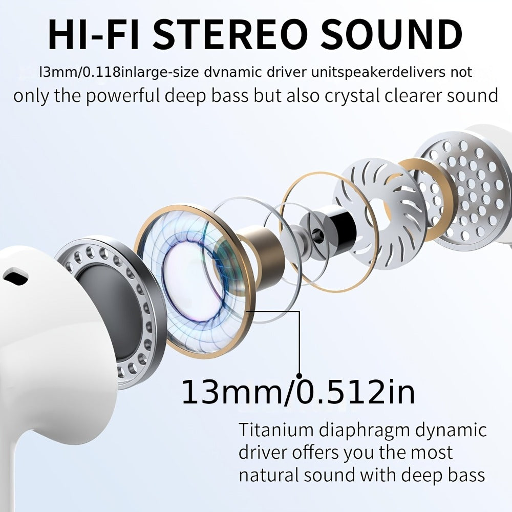 Wireless Earbuds Bluetooth 5.3 with Call Noise Reduction Mic, LED Display Case and Eight Color Options