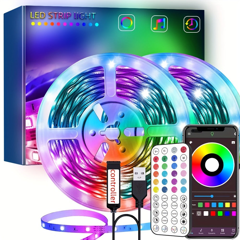 Smart RGB LED Strip Lights 10M 32FT Remote Control Color Changing Atmosphere Lights for Entryways, Bedrooms and Living Spaces