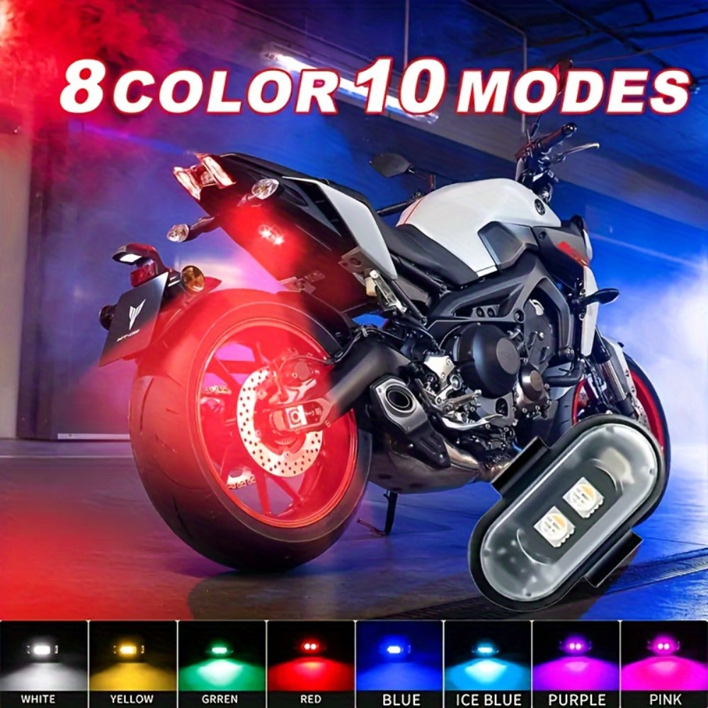 Wireless LED Strip Lights 8-Color 4pcs / 6pcs – Remote Control USB Rechargeable Waterproof Anti-Collision Light for Car Motorcycle Bike