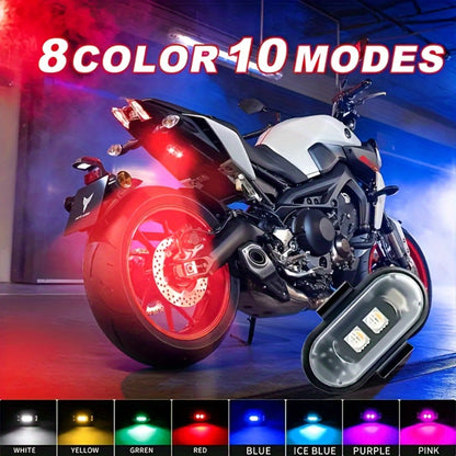 Wireless LED Strip Lights 8-Color 4pcs / 6pcs – Remote Control USB Rechargeable Waterproof Anti-Collision Light for Car Motorcycle Bike