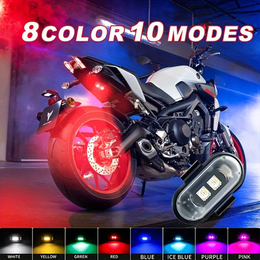 Wireless LED Strip Lights 8-Color 4pcs / 6pcs – Remote Control USB Rechargeable Waterproof Anti-Collision Light for Car Motorcycle Bike