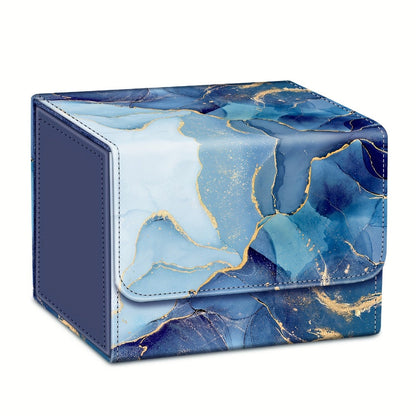 Magnetic Trading Card Deck Box with Six Marble-Style Color Options, Divider and Pictured 10.5 cm Width