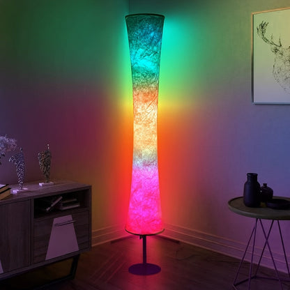 60-Inch Cylindrical Fabric-Shade RGB Floor Lamp with App, Remote, Music Modes and One- or Two-Lamp Options