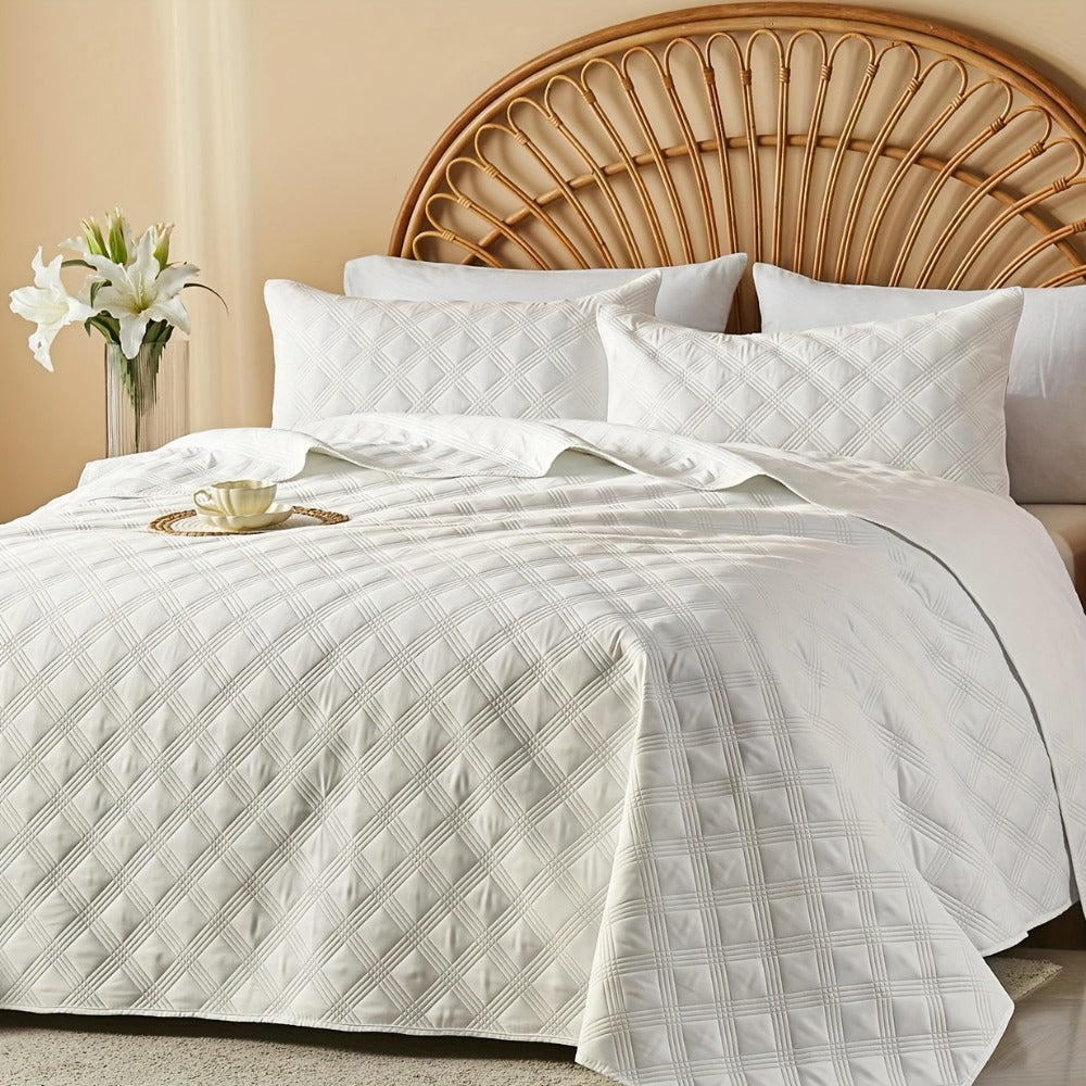 Quilt Set 2-3pcs – Lightweight Microfiber Bedspread Coin Pattern Coverlet All Seasons Twin Full Queen King Cal King