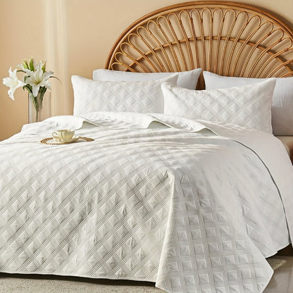 Quilt Set 2-3pcs – Lightweight Microfiber Bedspread Coin Pattern Coverlet All Seasons Twin Full Queen King Cal King