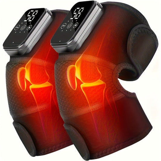 Heated Knee Massager with Heat and Vibration Massage, Wireless Portable Electric Knee Brace Wrap for Pain