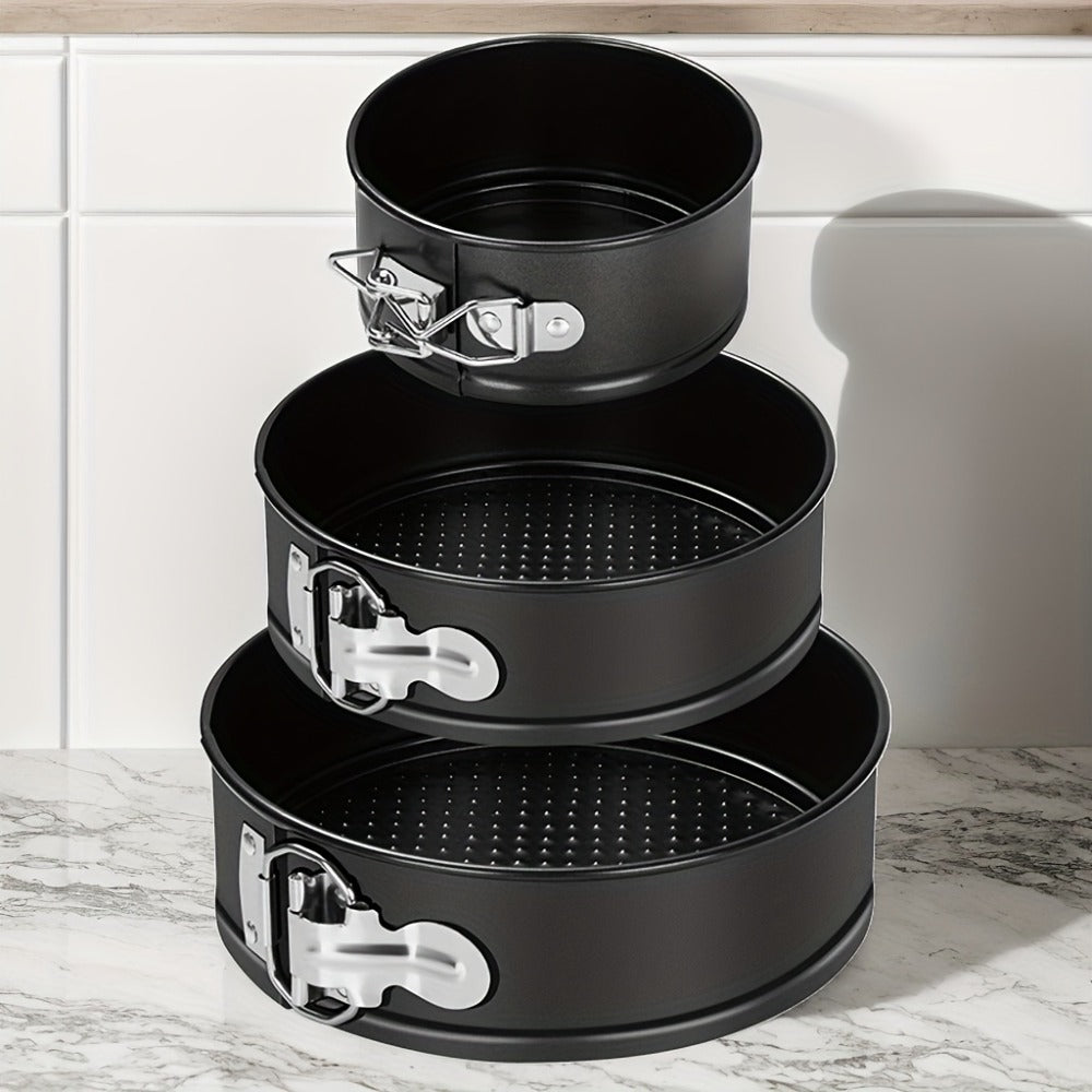 Springform Cake Pan Set, Nonstick Carbon Steel Cheesecake Pan with Removable Bottom & Locking Latch