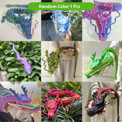Crystal Dragon Fidget Toy 3D Printed Articulated Figure, Large Poseable Flexible Joints Fantasy Dragon