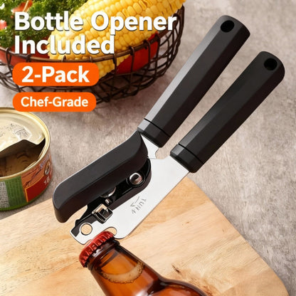 Can Opener 3-in-1 Stainless Steel Manual Can Opener with Smooth Edge Bottle Opener Handle for Home Cooking, Dining and Outdoor Meals