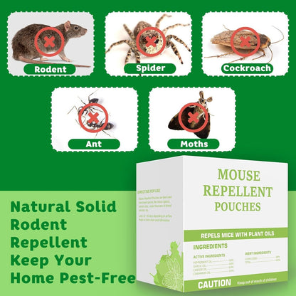 Peppermint Rodent Pouches 10/12 Pack, Mouse Mice Rat Spider Squirrel, Pest Control Pouches for Indoor Outdoor Home Garage