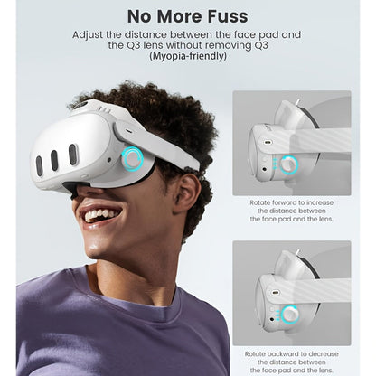 Meta Quest 3 VR Cooling Fan with Anti-Fog Face Pad – Dual Turbo 3-Speed 1000mAh Battery Breathable Face Interface Replacement