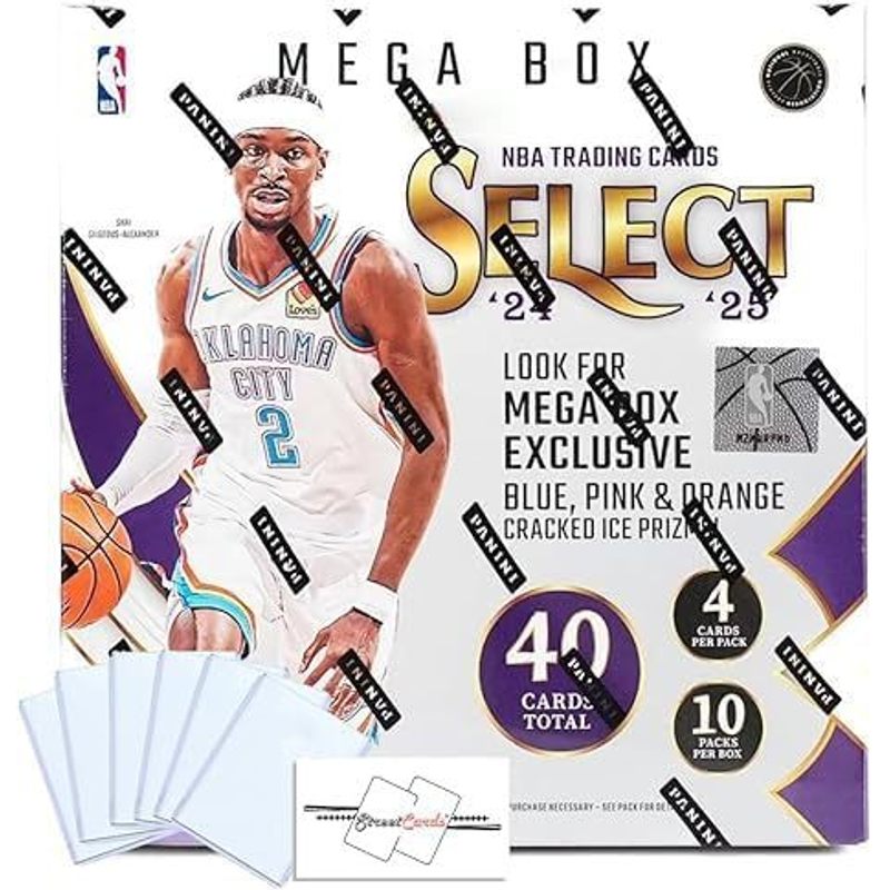 2024-25 Panini Select Basketball Mega Box 40 Trading Cards Retail Exclusive Autographs Crown Jewels Insert Elephant Tiger Prizms Look