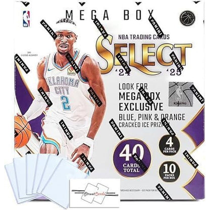 2024-25 Panini Select Basketball Mega Box 40 Trading Cards Retail Exclusive Autographs Crown Jewels Insert Elephant Tiger Prizms Look