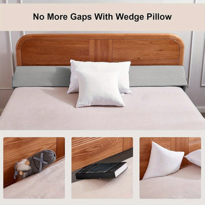 Mattress Gap Wedge Pillow in Twin, Full, Queen or King with Grey, White and Bamboo-Labeled Options