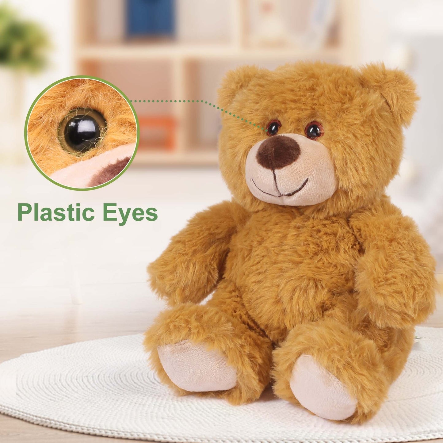 Plush Toy Six-Pack of 8-Inch Teddy Bears in Mixed, Dark Brown or Light Brown Sets for Event Favors